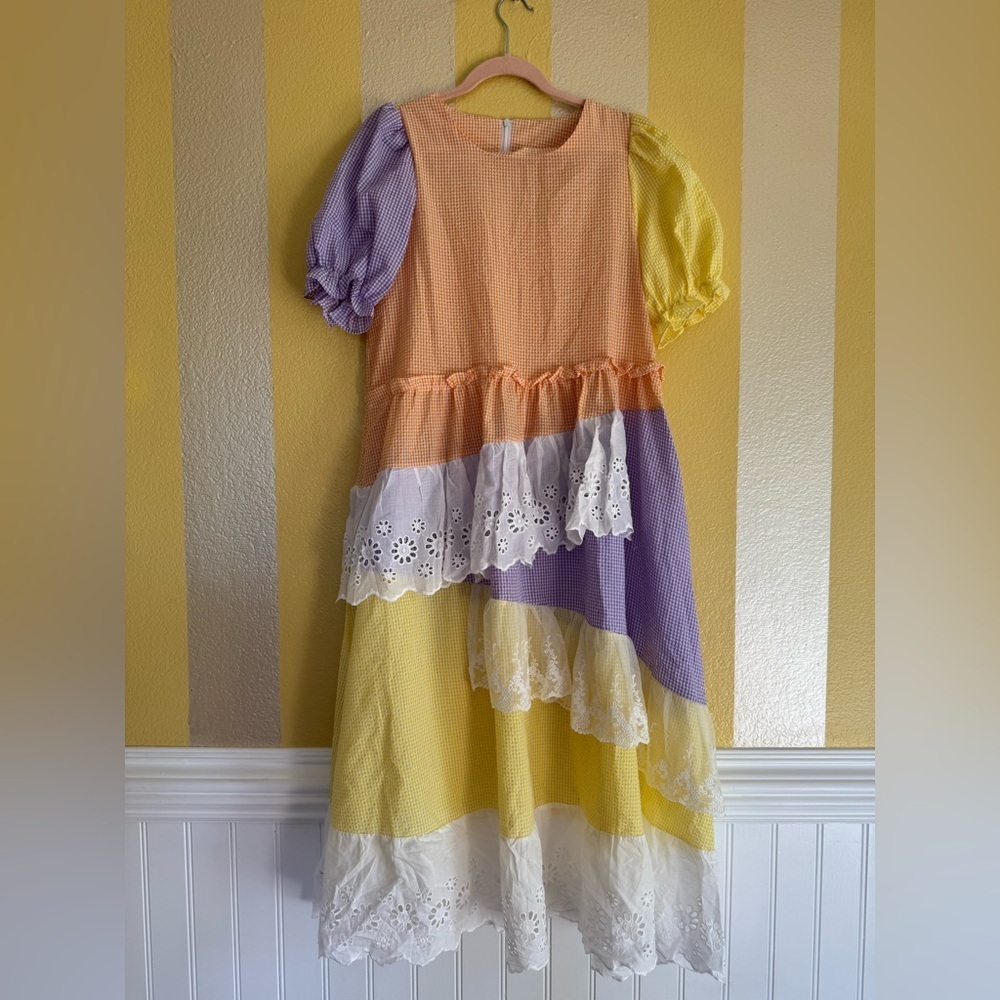 NWOT Colorful Patchwork Lace Dress